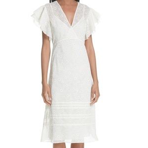 Tory Burch Susanna Daisy Ruffle Sheer Midi Dress